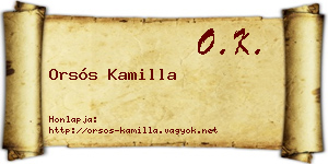Orsós Kamilla névjegykártya