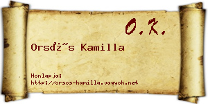 Orsós Kamilla névjegykártya